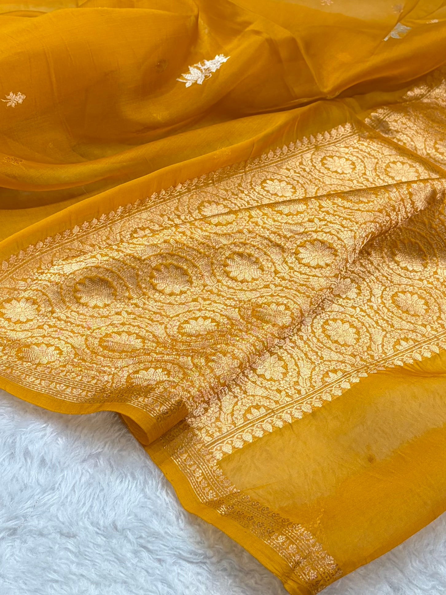Banarasi Pure Organza Rustic Orange Shades Banarasi Silk Saree PO-34