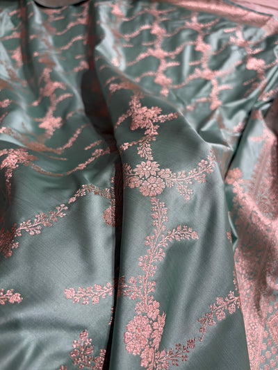 Sea Green Shades Banarasi With Floral Border Mashru Silk Saree MSM-127
