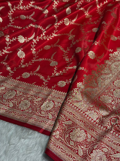 Red Shades Banarasi Satin Silk Saree SS34