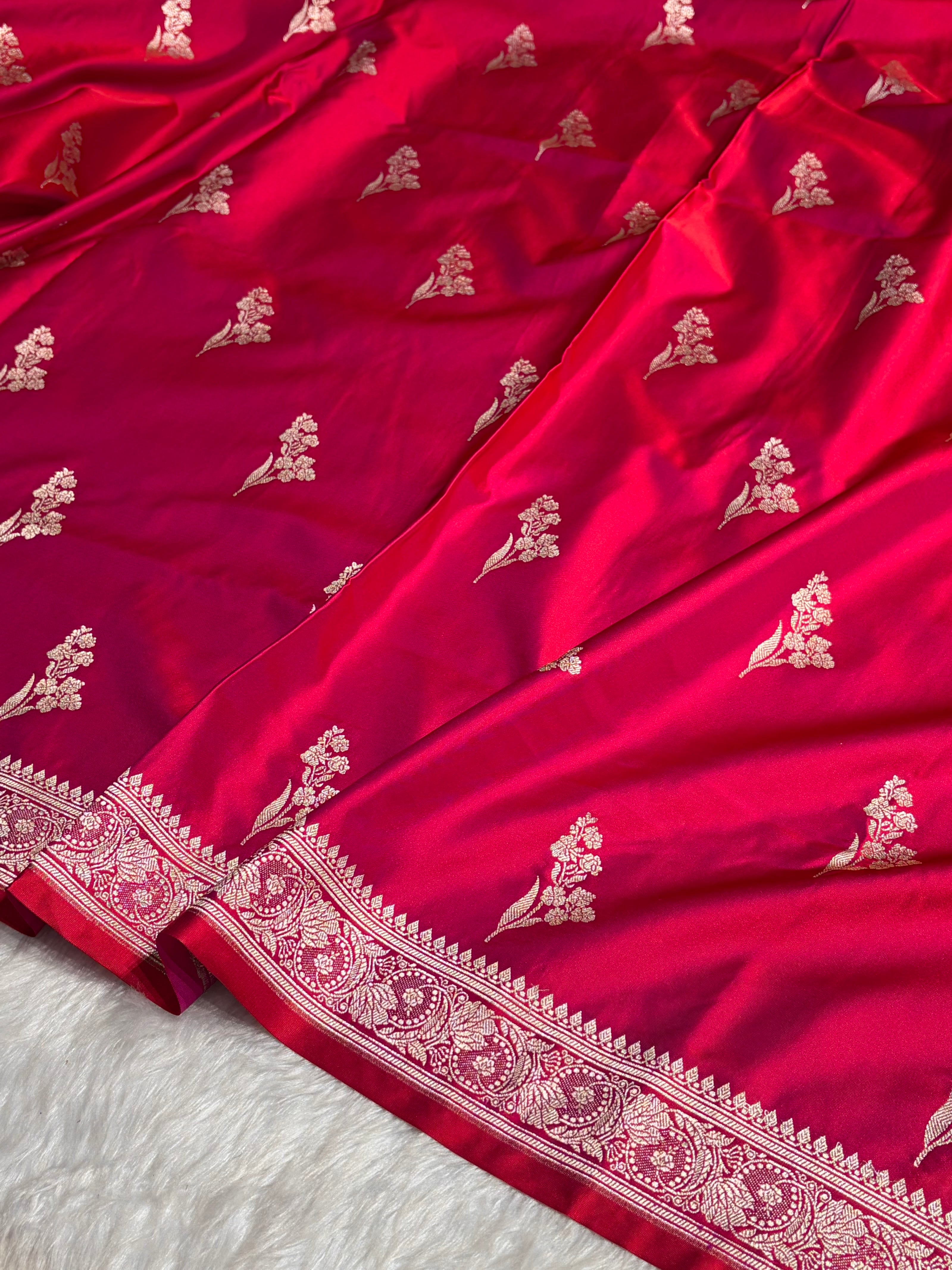 Reddish Magenta With Floral Border Mashru Silk Saree MSM-97