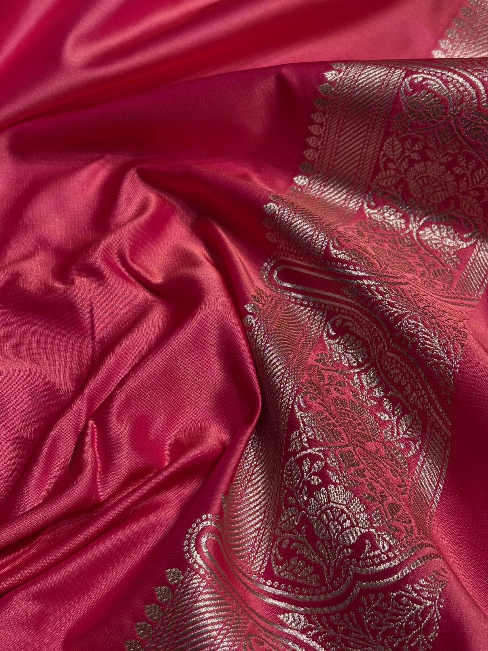 Pink Floral Boota With Floral Border Mashru Silk Saree MSM-80