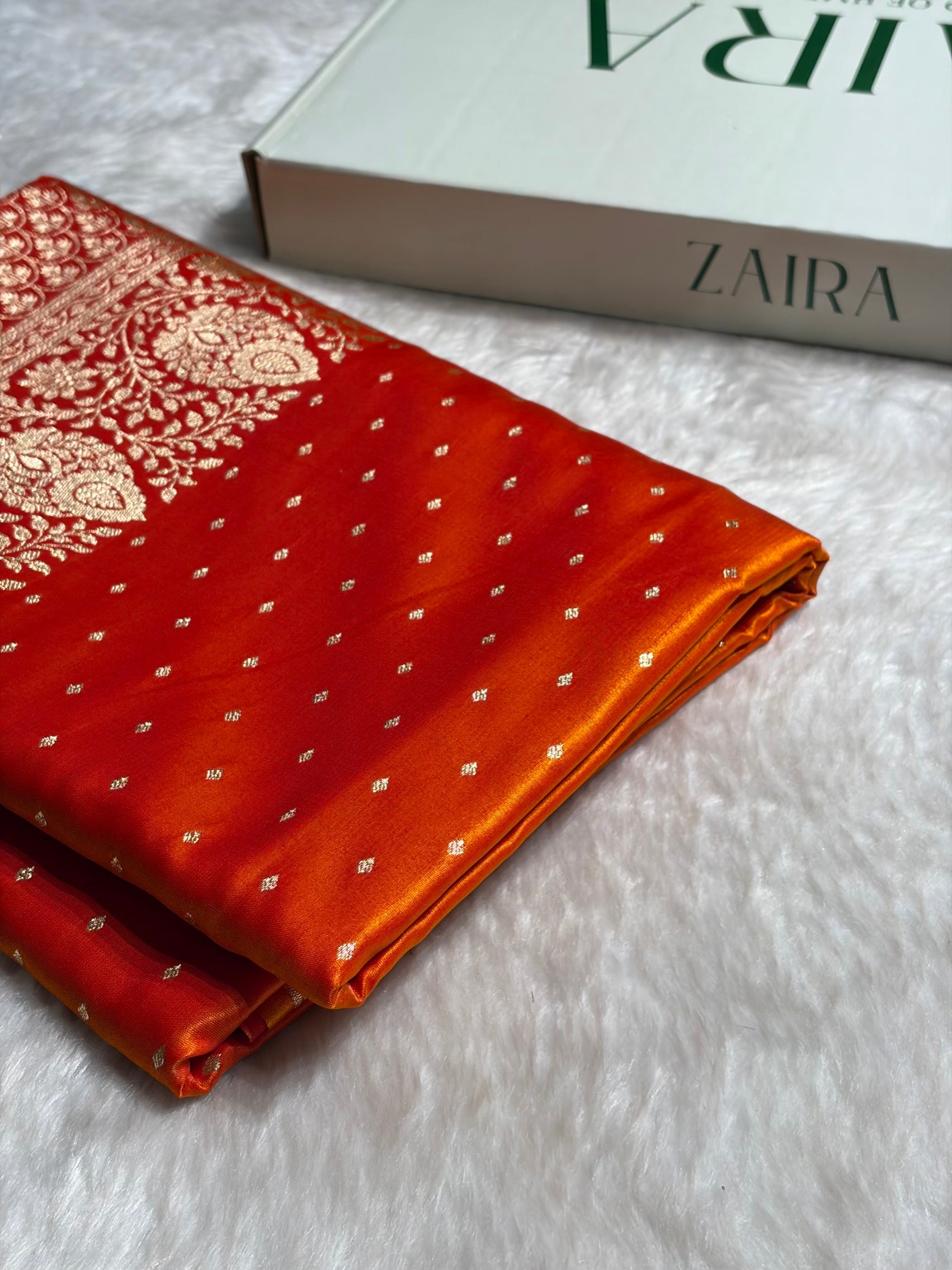 Ultra Light Weight Satin Silk Boota in Orange Shades SS31