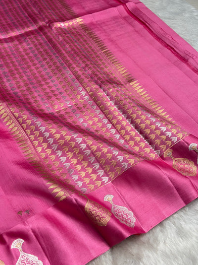 Baby Pink Shades Handwoven Pure Paper Silk RM-60
