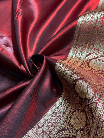 Maroon Shades Banarasi Satin Silk Saree SS32