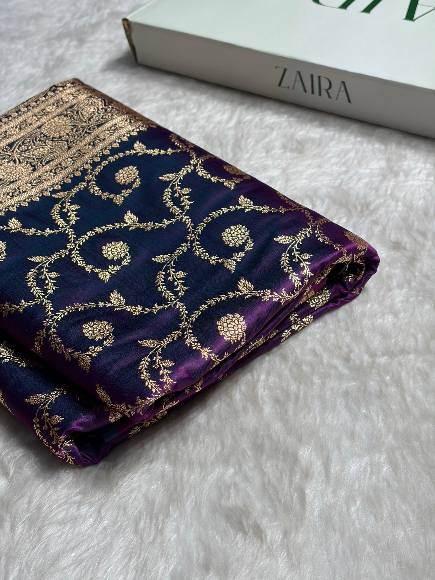 Wine Floral Jaal Pattern Satin Katan Silk saree SK55