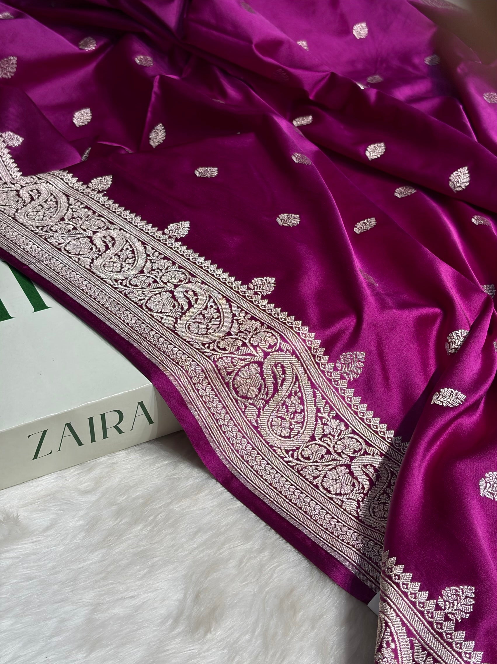 Pinkish Wine Shades Booti Mashru Silk Saree MS69