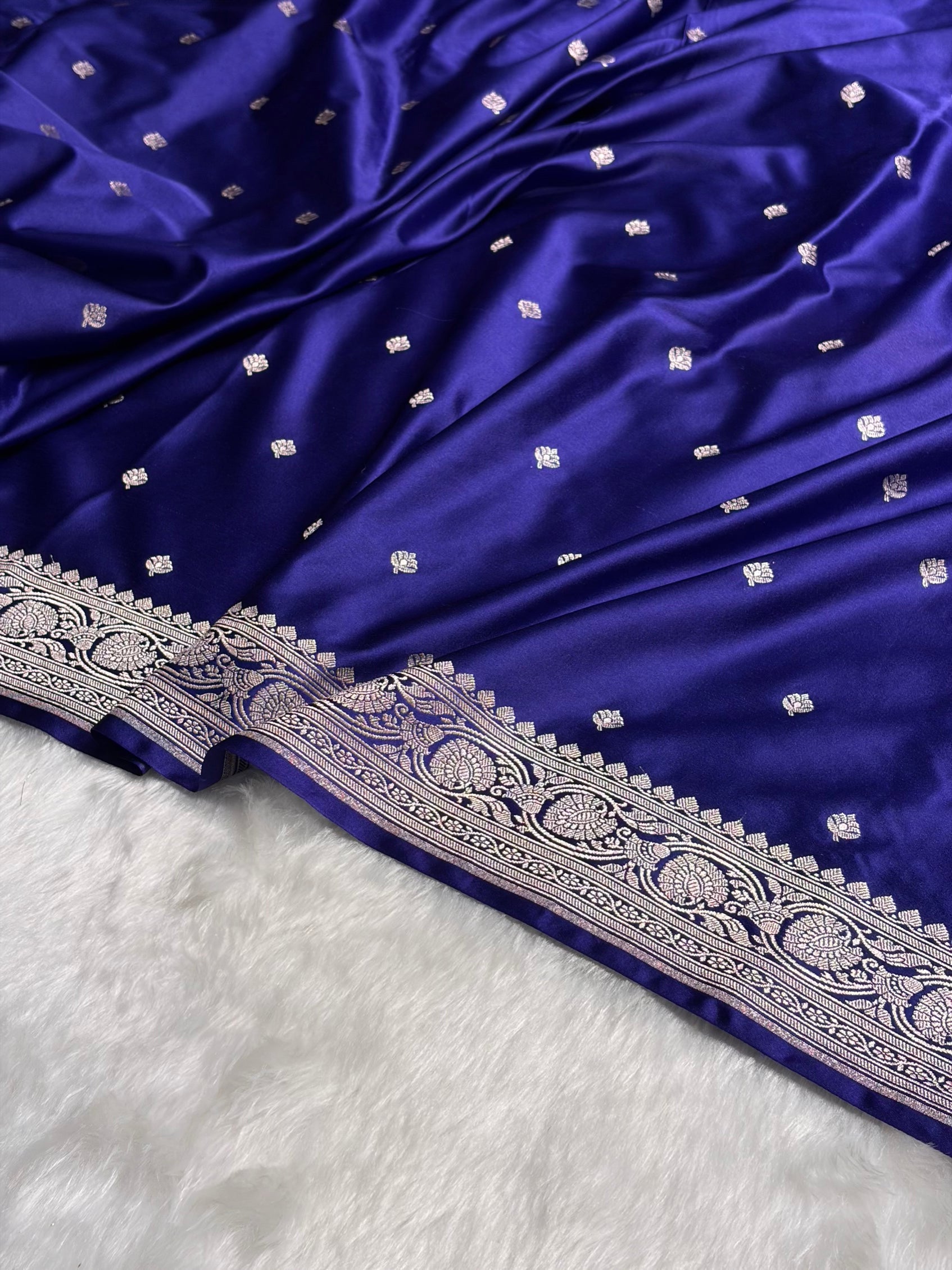 Banarasi Royal Blue Minakari Booti Mashru Silk Saree MS10