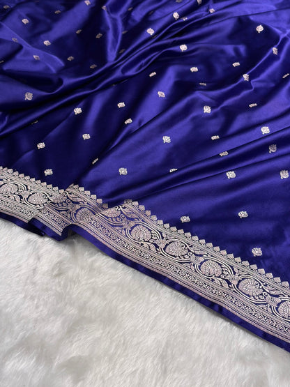 Banarasi Royal Blue Minakari Booti Mashru Silk Saree MS10