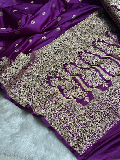 Magenta Floral Booti Katan Silk Saree SK62