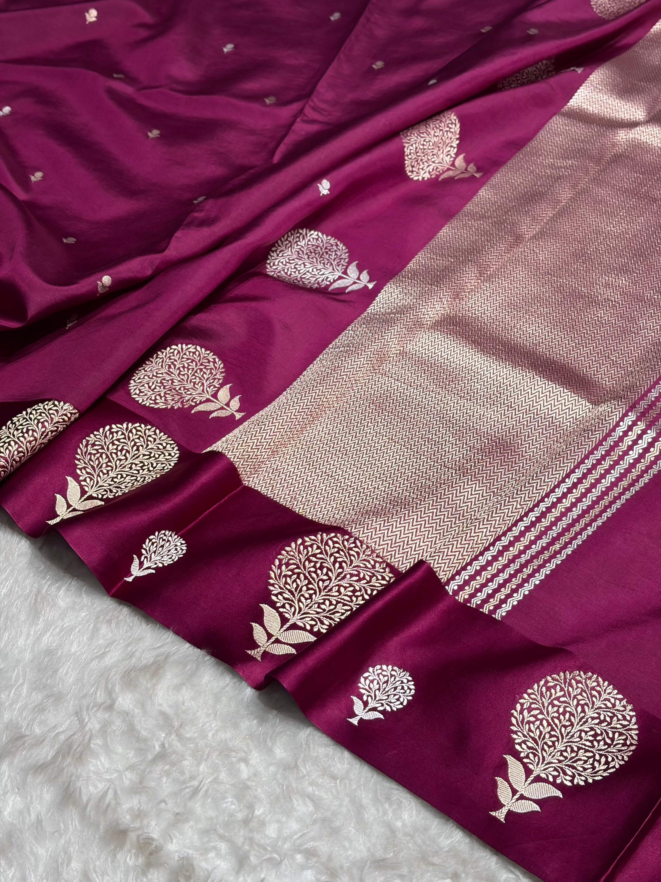 Wine Shades Handwoven Pure Paper Katan Silk RM-65