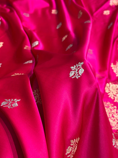 Cross Rani Shades Banarasi With Floral Border Mashru Silk Saree MSM-126