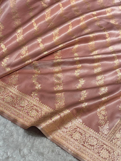 Banarasi Light Weight Satin Silk Mauve Cross Pattern SS10