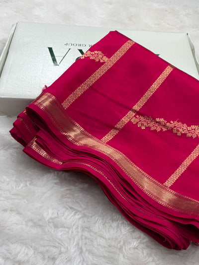 Banarasi Red Shades Handwoven Pure Paper Silk  RM-68