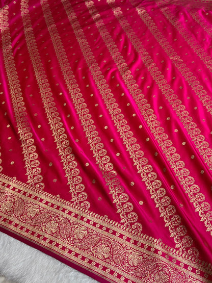 Cross Rani Shades Cross Floral Pattern Satin Katan Silk Saree SK79