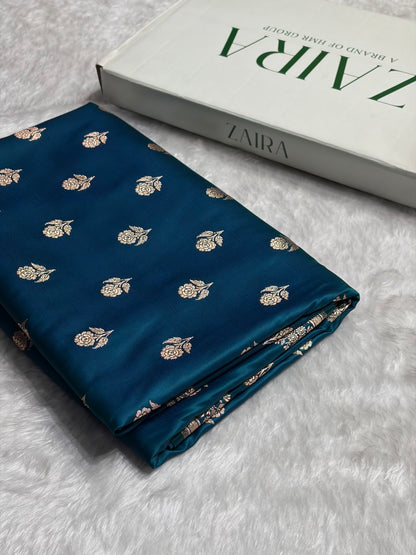 Peacock Floral Booti Katan Silk Saree SK23