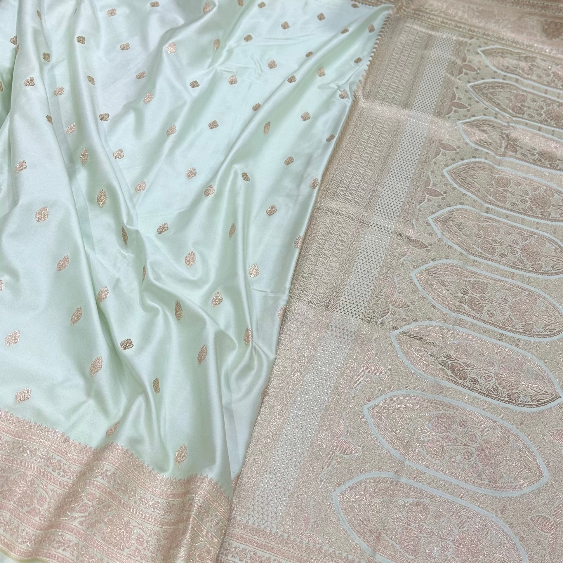 Powder Blue Mashru Silk Booti