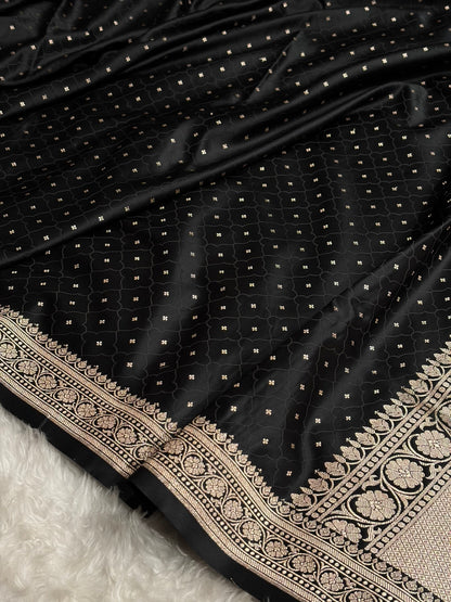 Black Shades Tanchoi Motif Mashru Silk Saree MST-13
