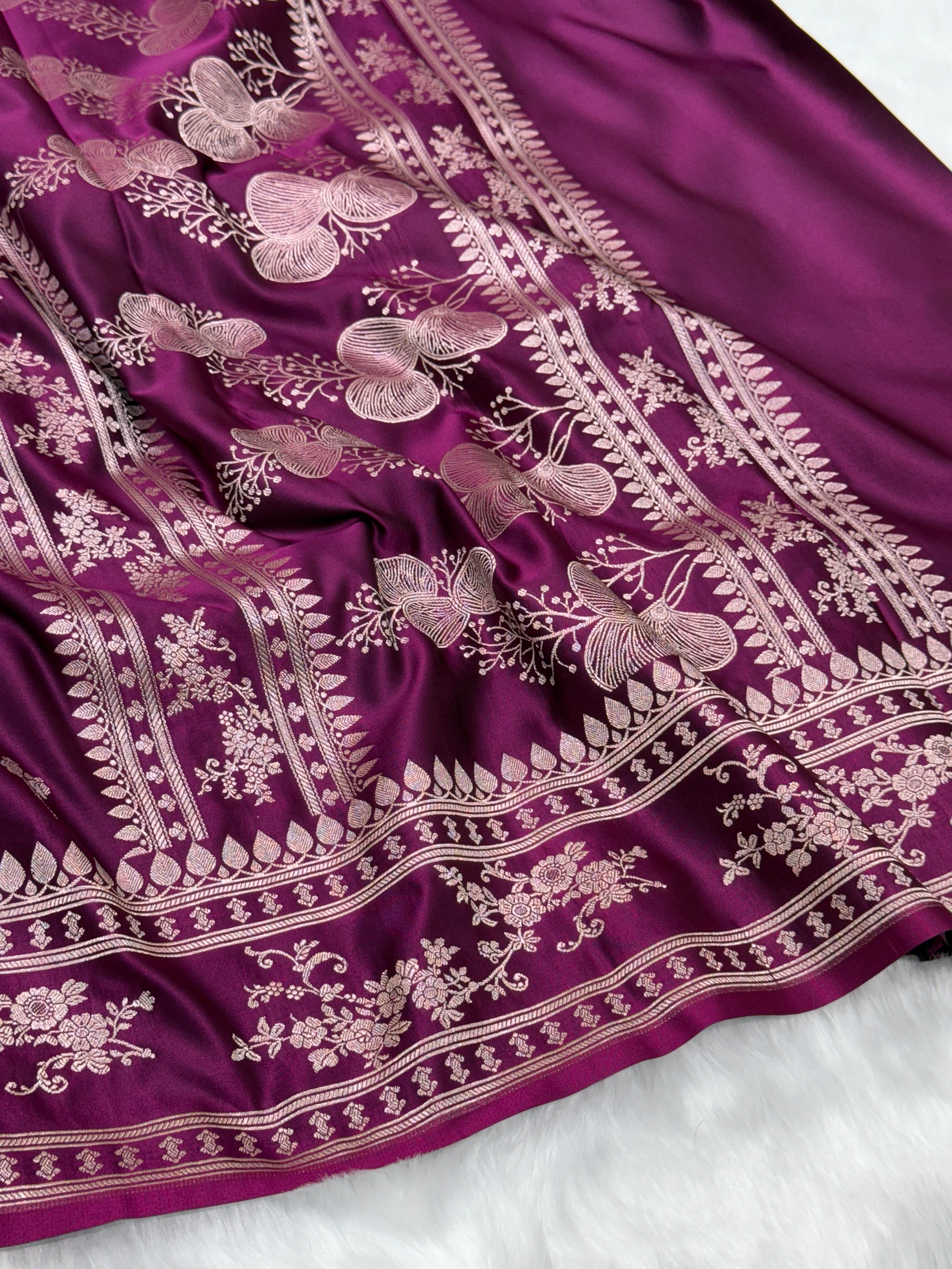 Wine Shades Floral Boota Mashru Silk Saree MSM-65