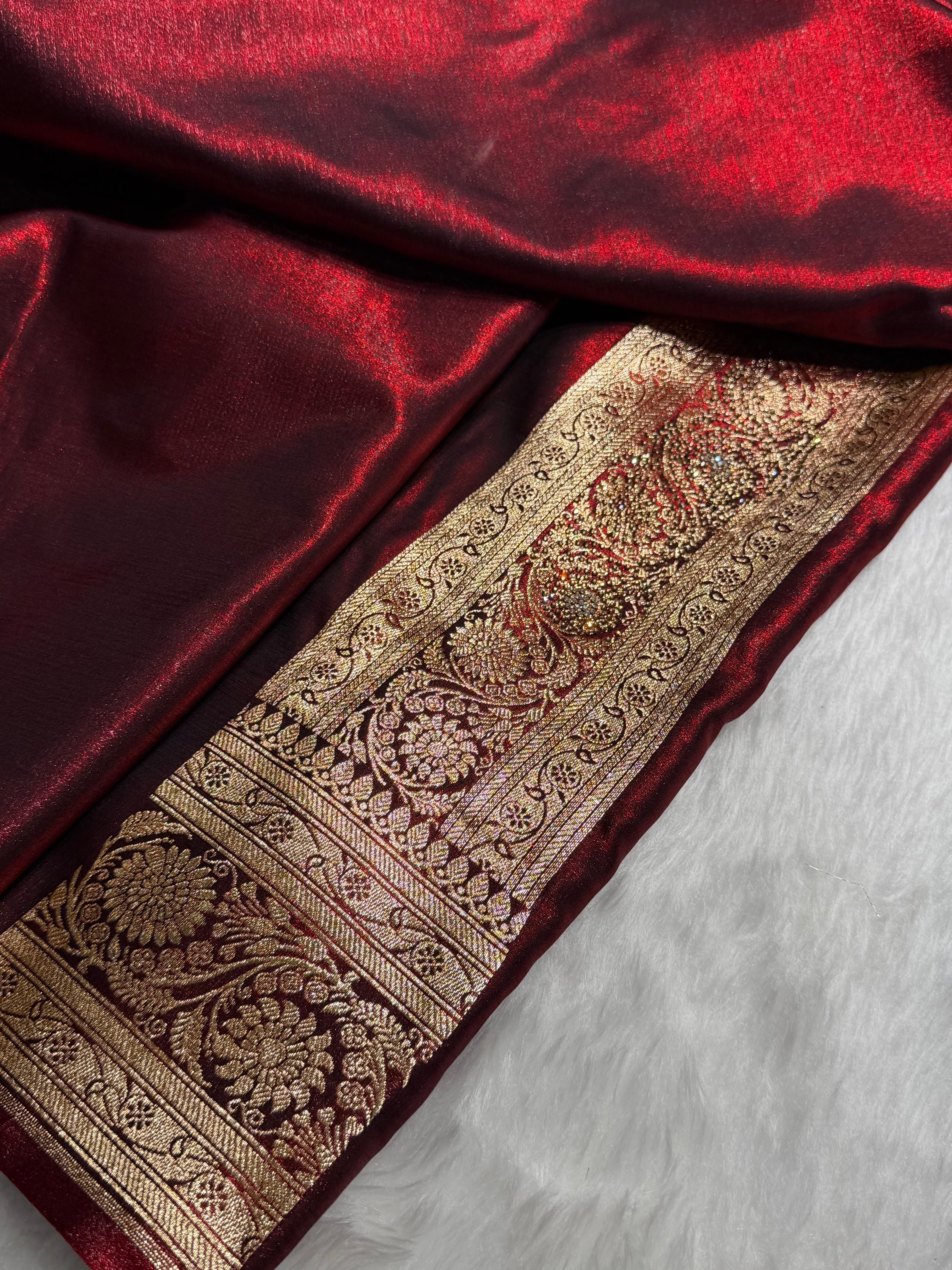 Bridal Maroon Jaal with Swarovski Stone BSS13 (E)