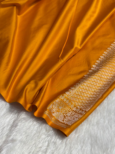 Mustard With Floral Border Mashru Silk Saree MSM-98