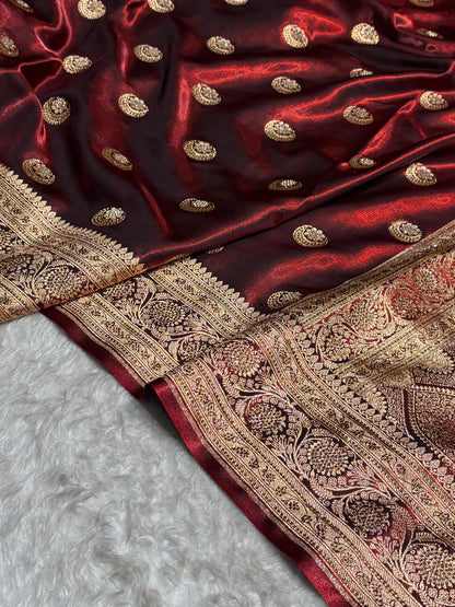 Chand Tara Maroon Boota With Traditional Banarasi Swarovski Work BSS04 (R)