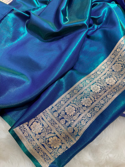 Light Wight Satin Silk Jaal in Peacock Shades SS17