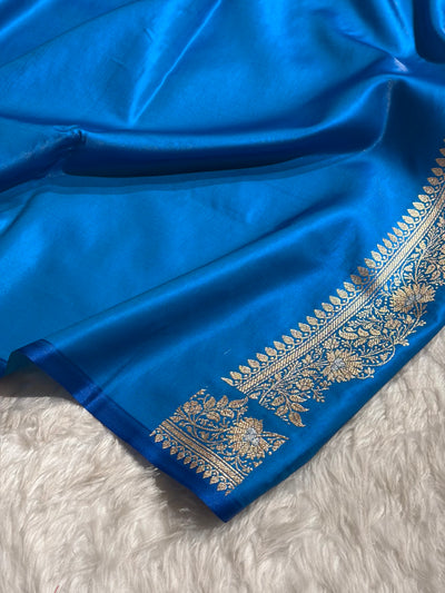 Banarasi Satin Silk Meena Boota in Firozi Shades SS38