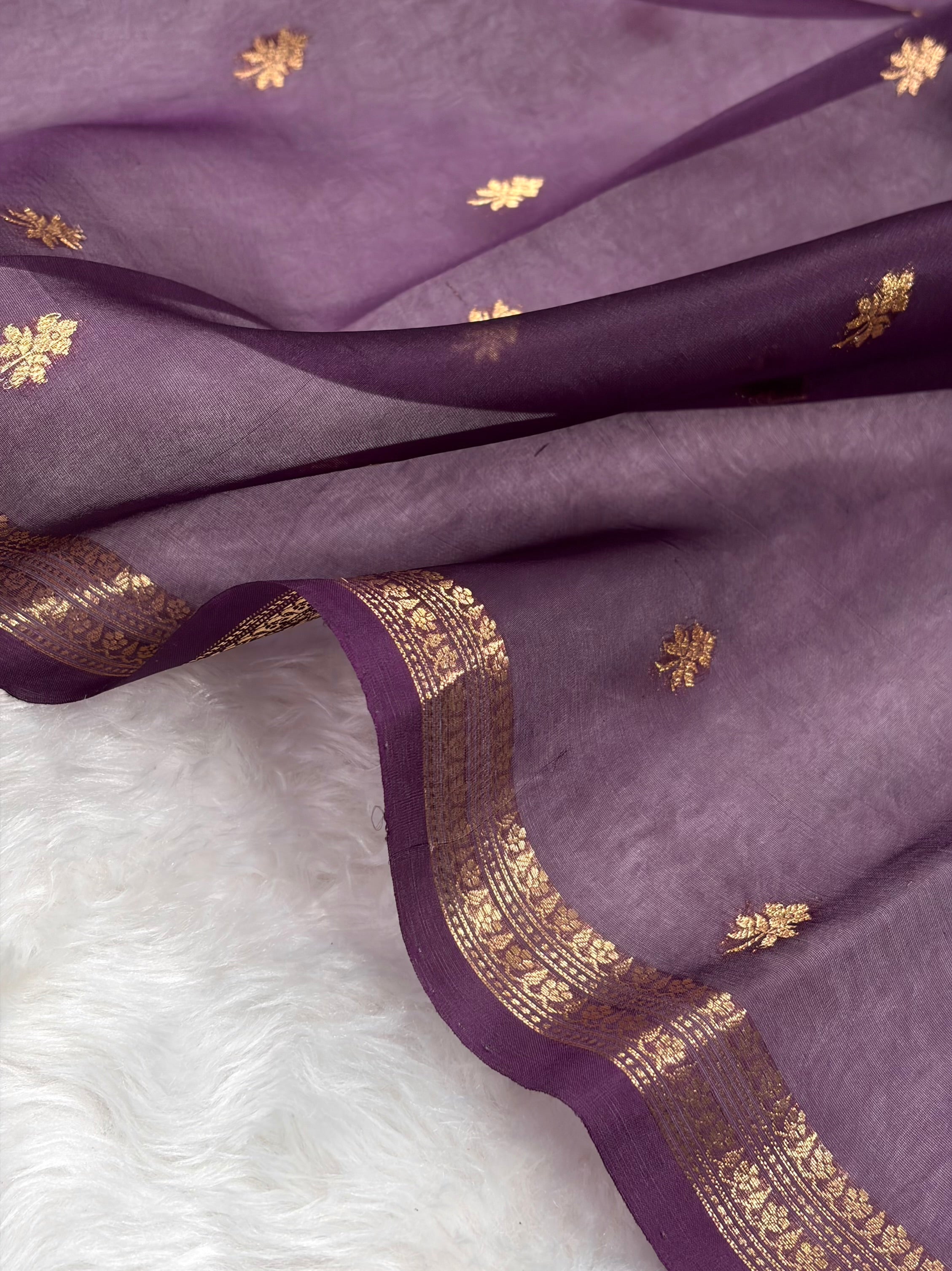 Banarasi Pure Organza Wine Shades Banarasi Silk Saree PO-34
