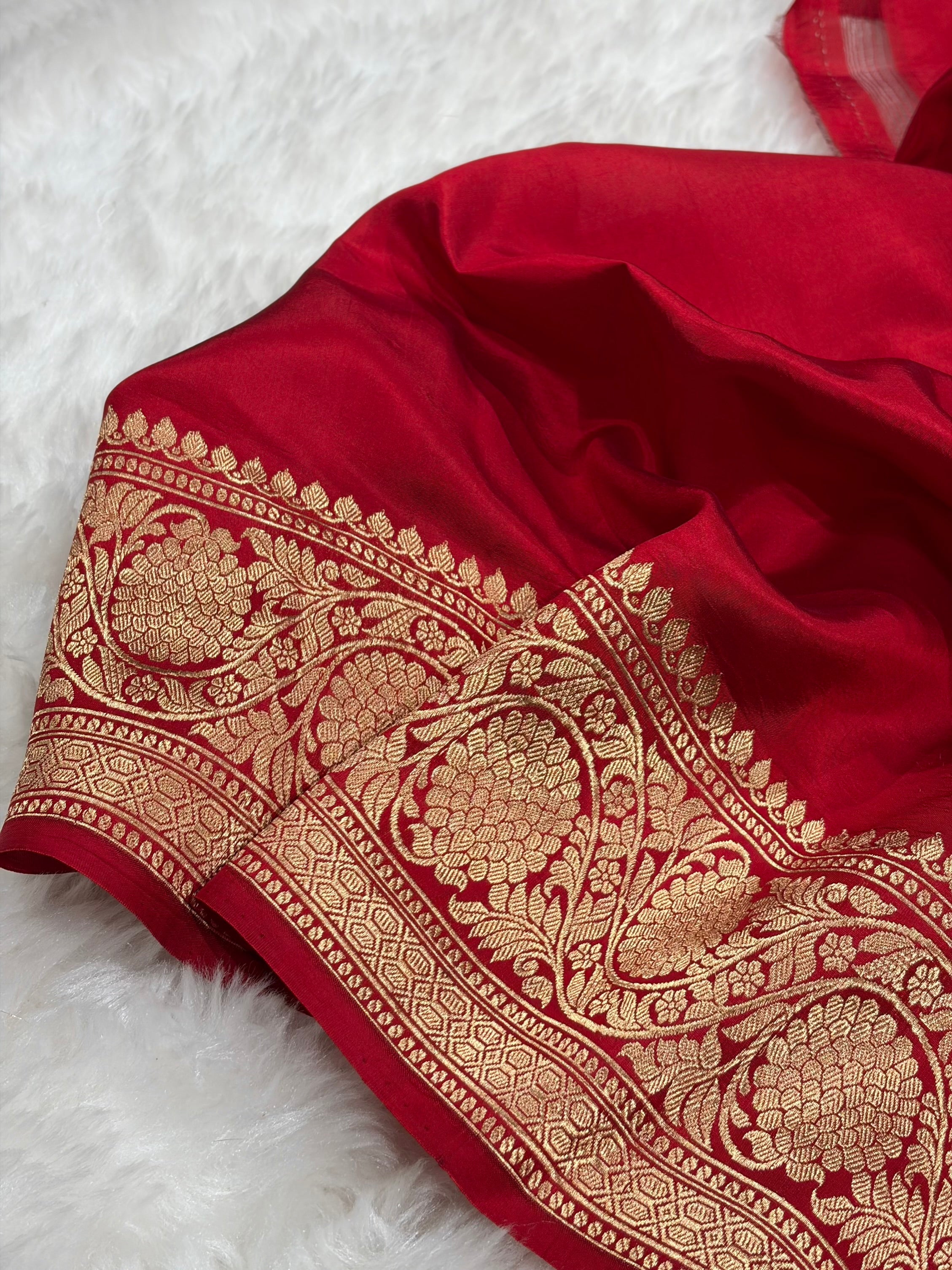 Banarasi Tusser With Maroon Contrast Shades Minakari Boota Handwoven Pure Paper Silk RM-85