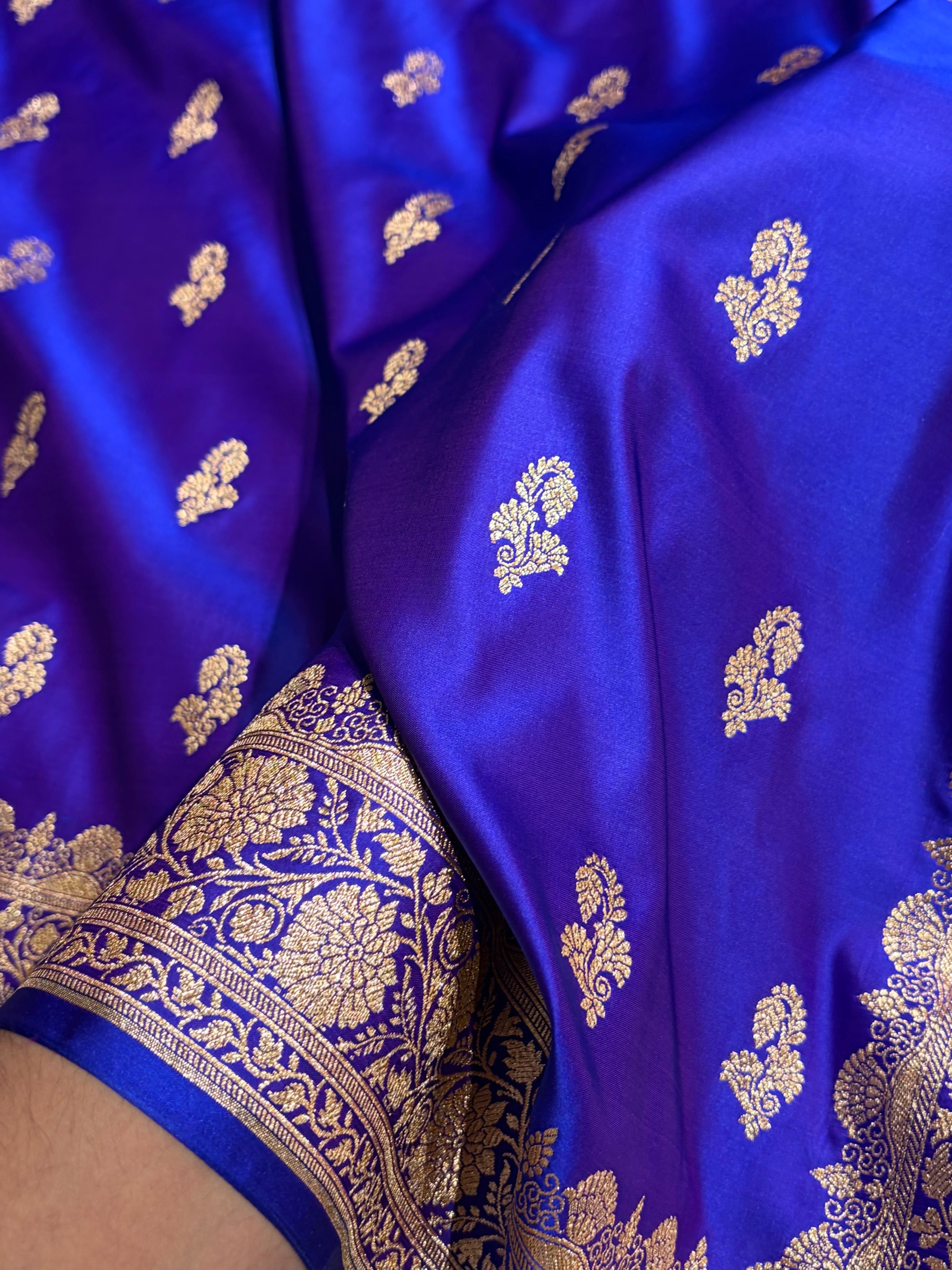 Royal Purple Shades Floral Booti Motif Satin Katan Silk saree SK61