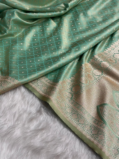 Sea Green Shades Tanchoi Motif Mashru Silk Saree MST-13