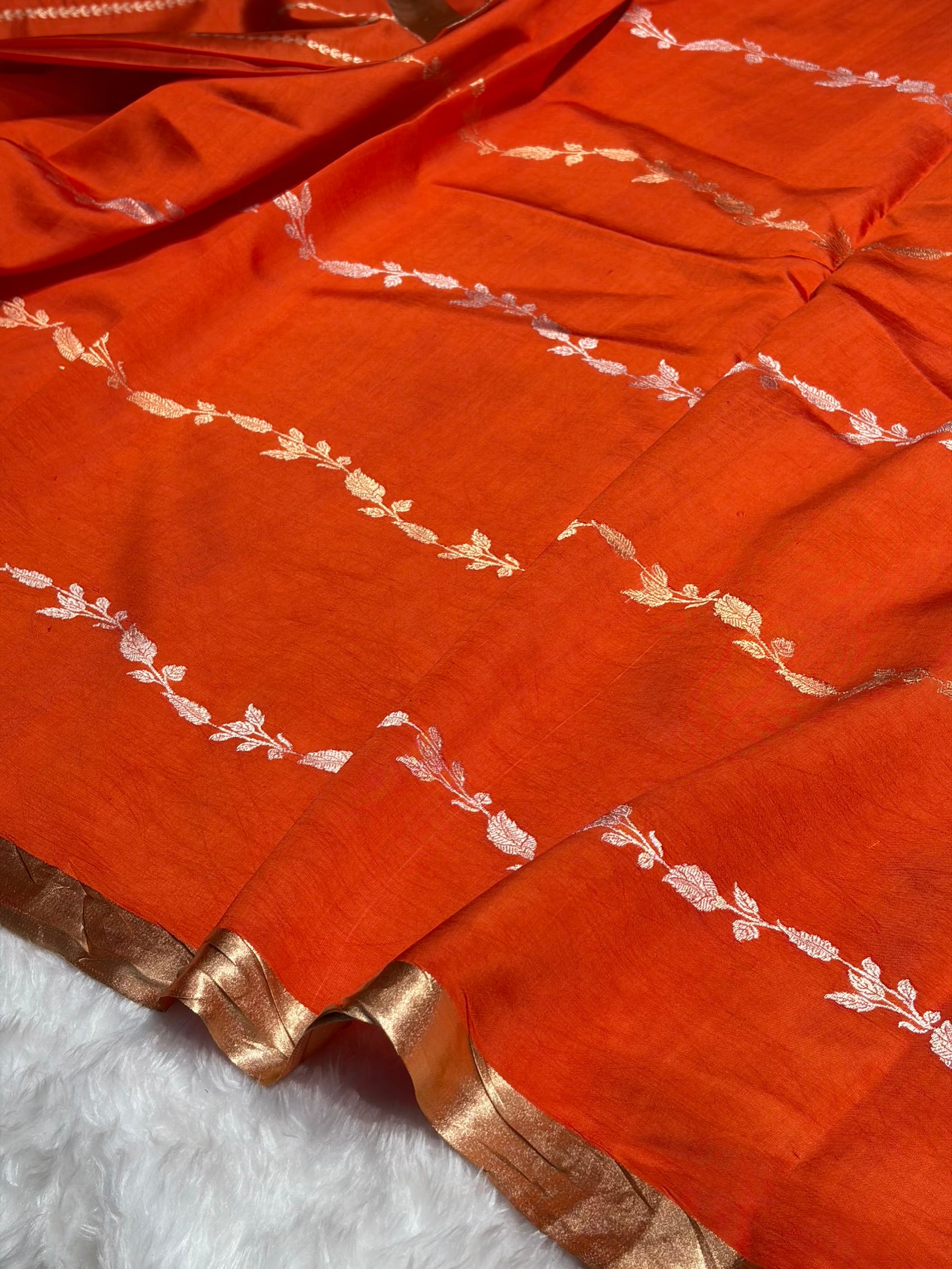 Orange Shades Handwoven Pure Raw Mango Silk RM-39