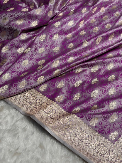 Cross Lavender Shades Tanchoi Motif Mashru Silk Saree MST-10