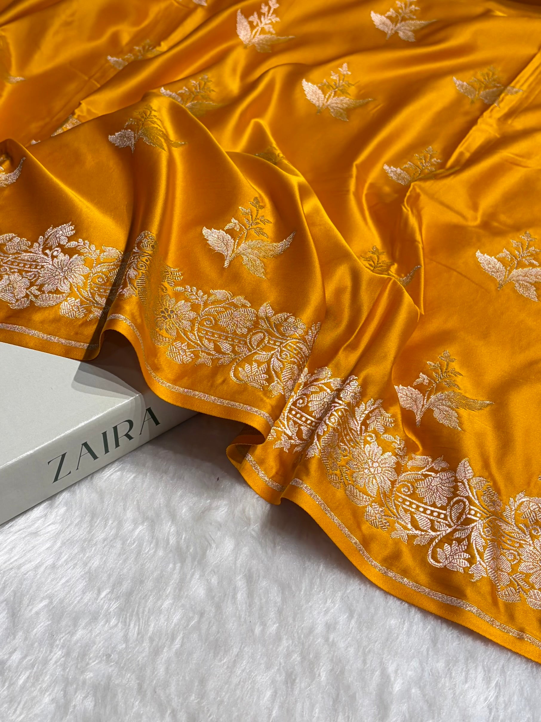 Mustard Shades Floral Boota Mashru Silk Saree MSM-67