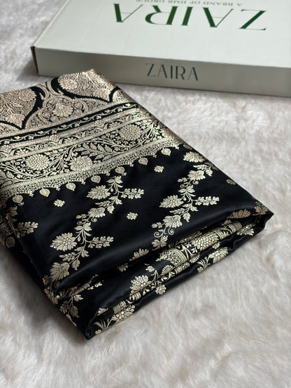 Black Booti Banarasi Katan Silk Saree SK24