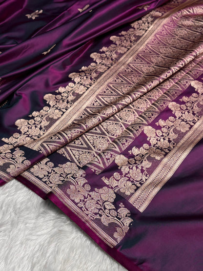 Dark purple Floral Boota Mashru Silk Saree MSM-43