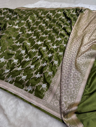 Mehandi Rupa Sona Jaal Mashru Silk Saree MCS08