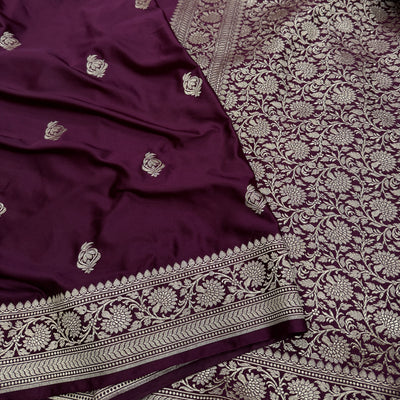 Wine Boota Mashru Silk Saree