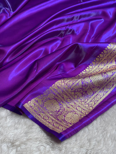 Banarasi Purple Shades Booti Pattern Banarasi Satin Silk Saree SS62