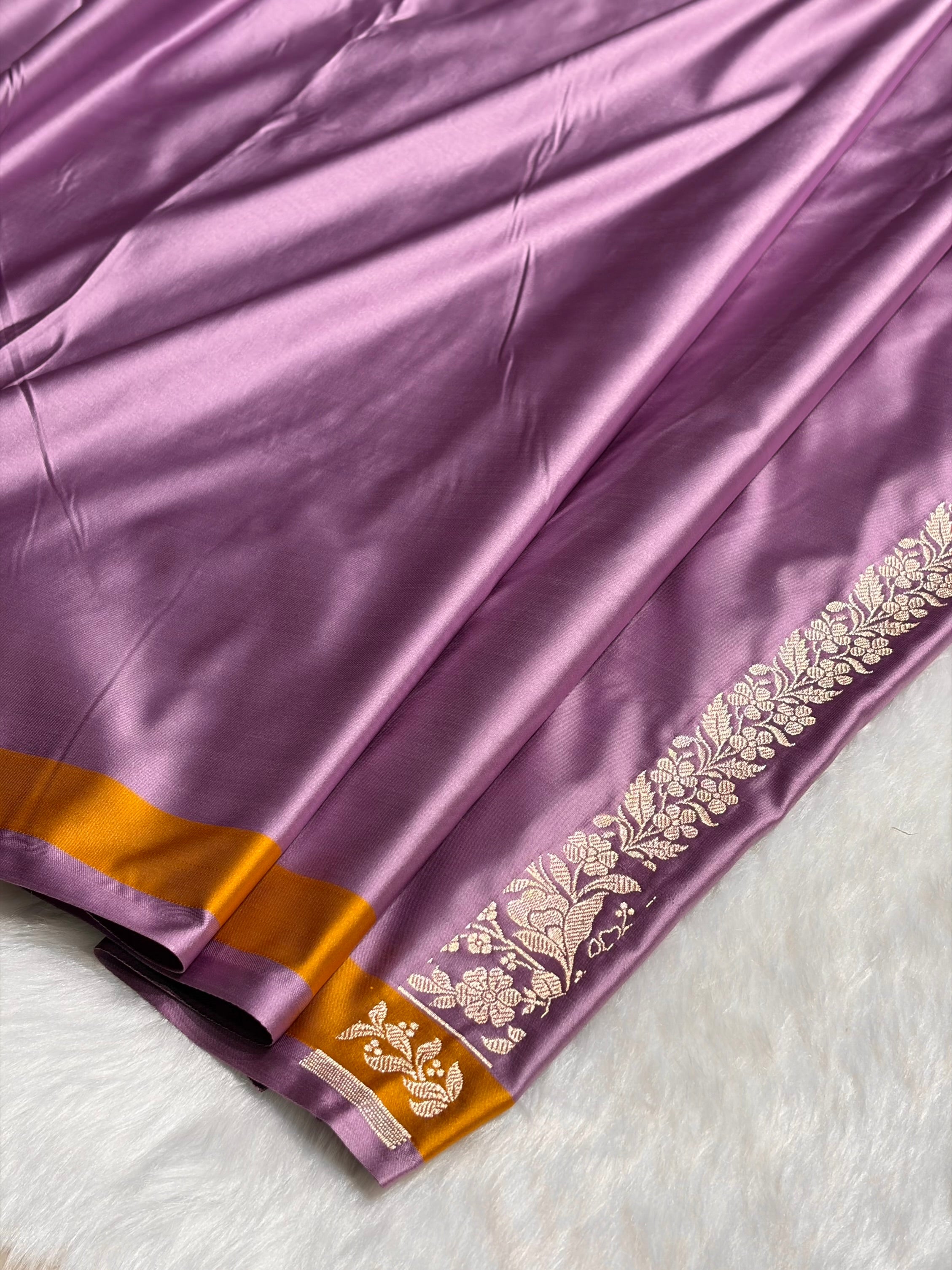 Lavender Shades Floral Minakari Skirt Border Mashru Silk Saree MSM-83