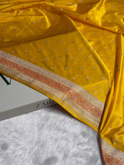 Yellow Shades Booti Mashru Silk Saree MS26