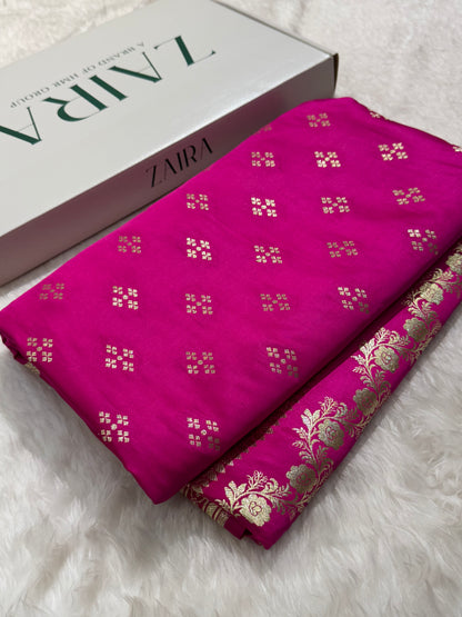 Rani Banarasi Floral Motif Katan Silk Saree