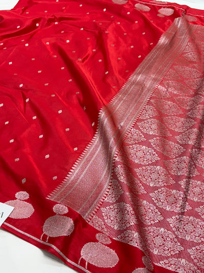 Red Shade With Booti Pattern Mashru Silk Saree