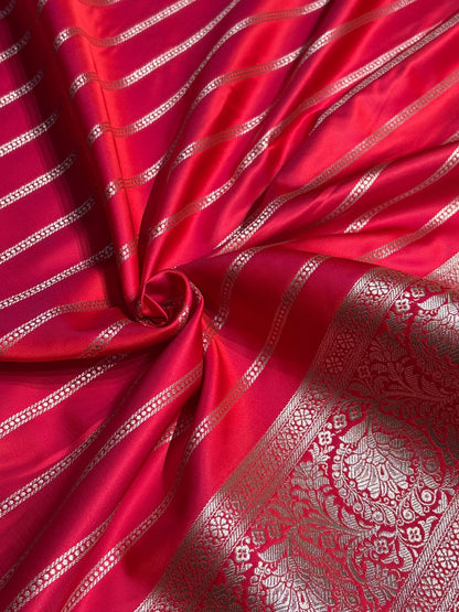 Reddish Pink Floral Boota With Floral Border Mashru Silk Saree MSM-81