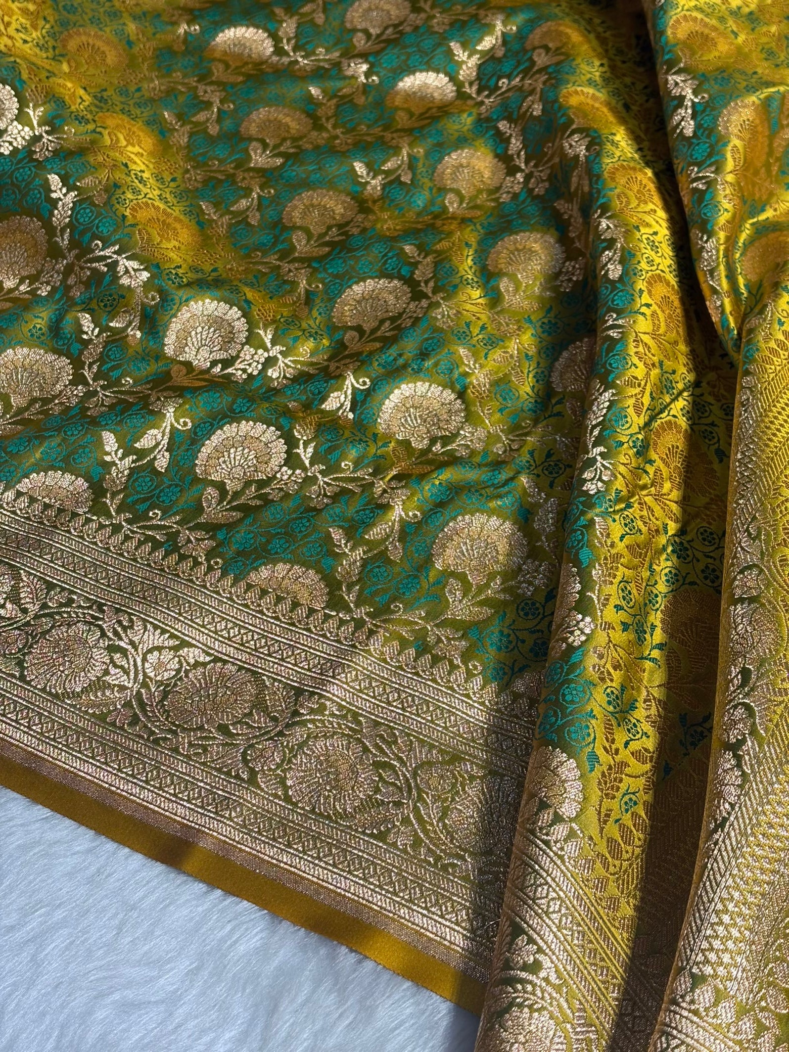 Liril Green With Green Tanchoi Satin Katan Silk Saree SKTM-05