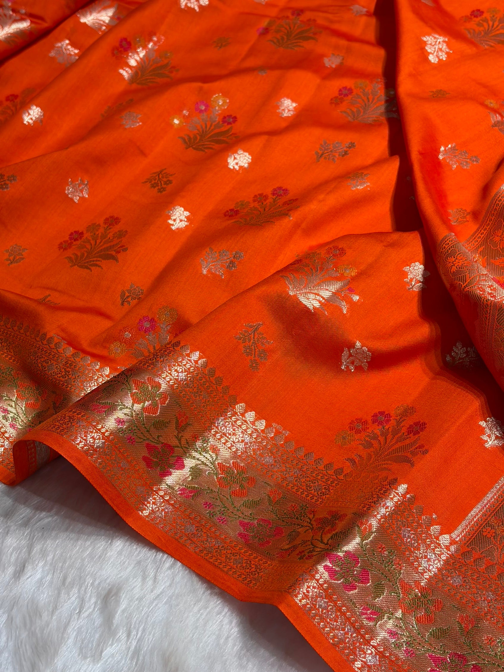 Minakari Orange Shades Pure Chiniya Silk CH-01