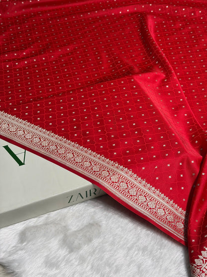 Red Shades Tanchoi Motif Mashru Silk Saree MST-13