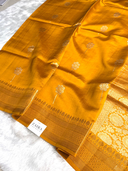Mustard Shades Handwoven Pure Raw Mango Silk RM-47