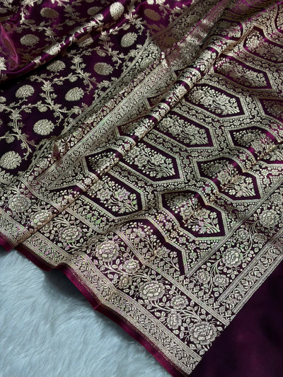 Light Weight Wine shades Satin Silk Saree SS15