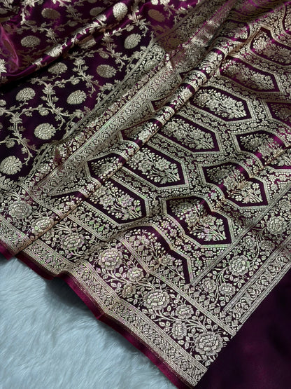 Light Weight Wine shades Satin Silk Saree SS15